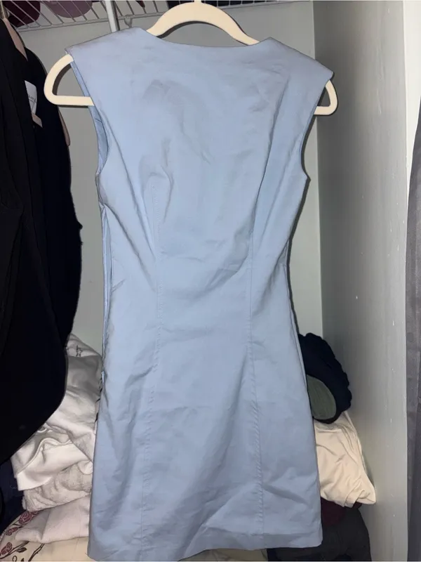 Zara Pale Blue Square-Neck Mini Dress - Image 2