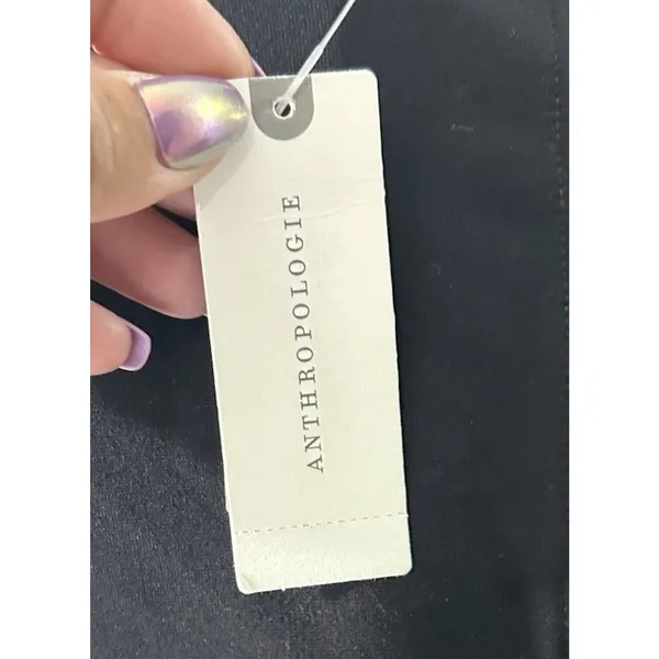 NWT Maeve by Anthropologie Black Cap-Sleeve Seamed Shift Mini Dress Size Medium - Image 8