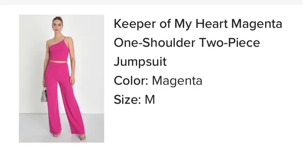 Magenta One-Shoulder Jumpsuit. - Image 4