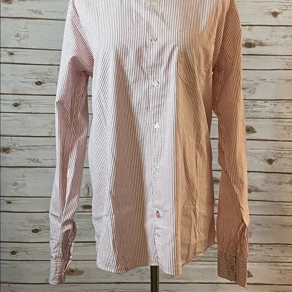 J Brand classic red/white striped long sleeve button-down shirt Size XL - Image 2