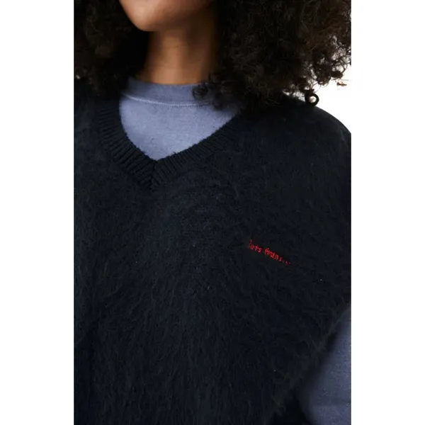 iets frans... Urban Outfitters Fluffy Knit Vest Navy Blue Unisex L NWOT - Image 8