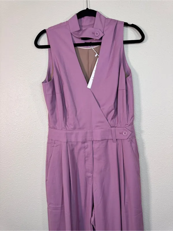 Wildfang Purple The Empower High Waisted V Neck Wide Leg Jumpsuit Womens 10 NWT - Image 10