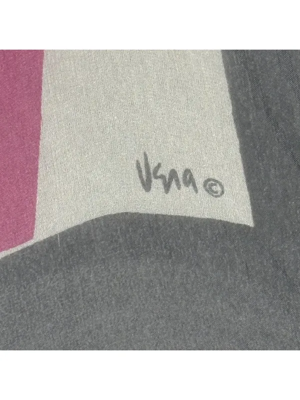 Vintage 70's Vera Neumann Vintage Pink, White, and Gray Striped Scarf - Image 3