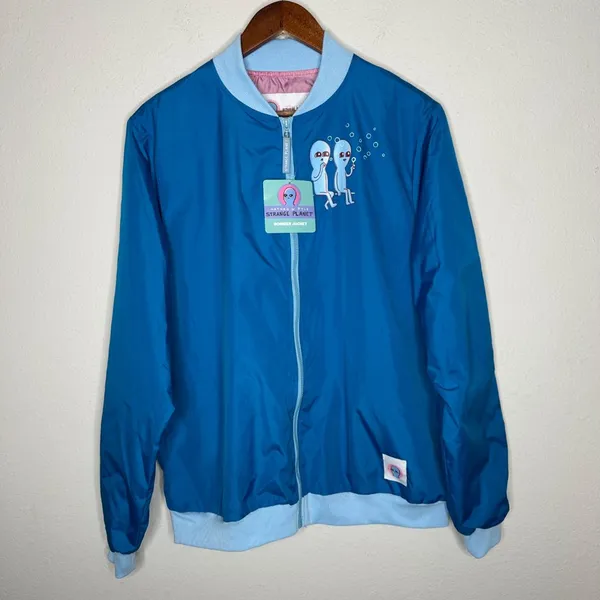 NWT Strange Planet bomber Jacket Windbreaker Sz‎ M Blue Size M - Image 9