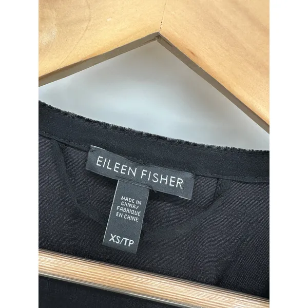 Eileen Fisher Black Velvet‎ Wrap Dress Women Sz XS Rayon Silk Holiday Party - Image 6
