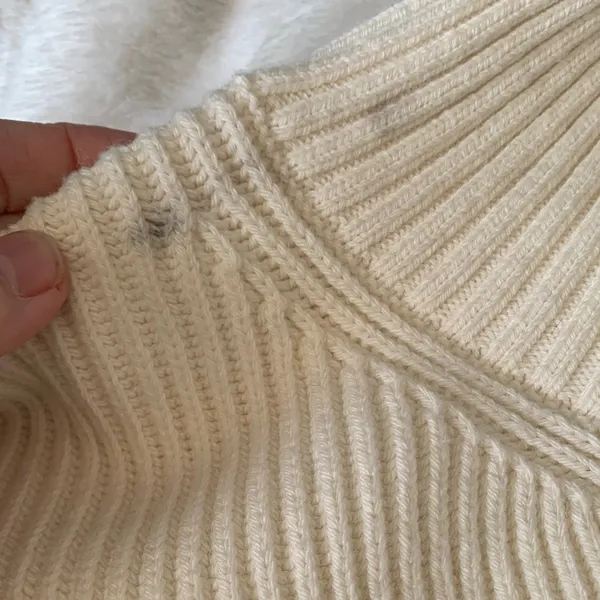 Maeve women's large white Ivory Knit Pullover balloon sleeve boho oversized - Image 4