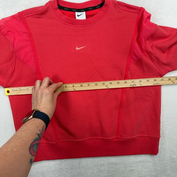 Nike Medium Sweatshirt Dri-FIT Cropped Mesh Panel FB5246-648 Pink Red Activewear - Image 8