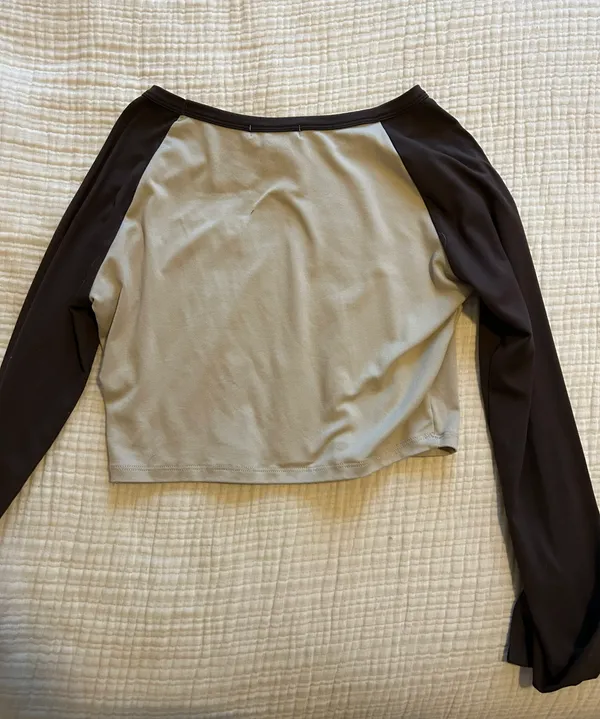 Charlotte Russe SWS Essentials 2 Tone Brown Long Sleeve Shirt - Image 2