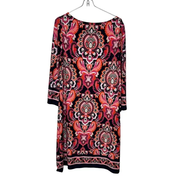 JH Womens Dress Shift Midi Long Sleeve Paisley Lined‎ Stretch Crew Neck Medium - Image 8