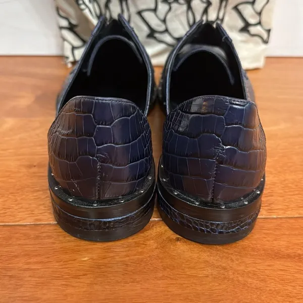 Freda Salvador Croc-Embossed studs Laceless Wear D'Orsay Oxford‎ Flats size 7 - Image 4