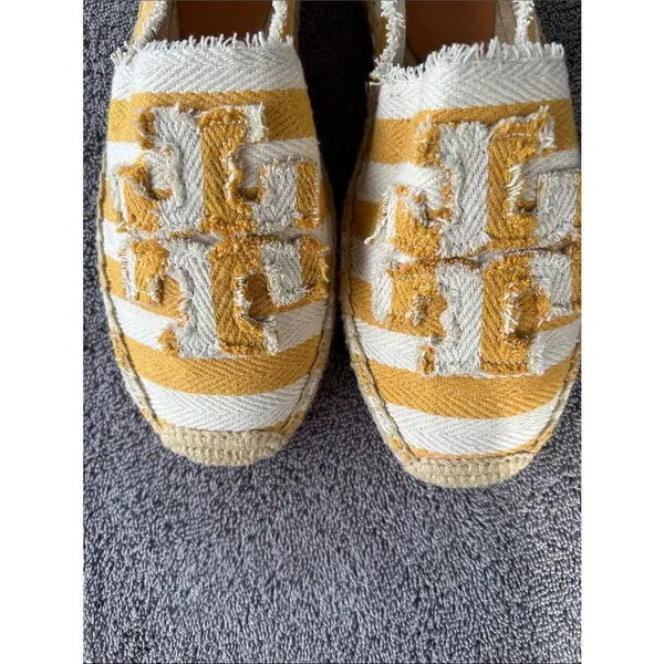 TORY BURCH Fray Stripe Espadrille Flat In Citrus, Size 11, NWOT - Image 9