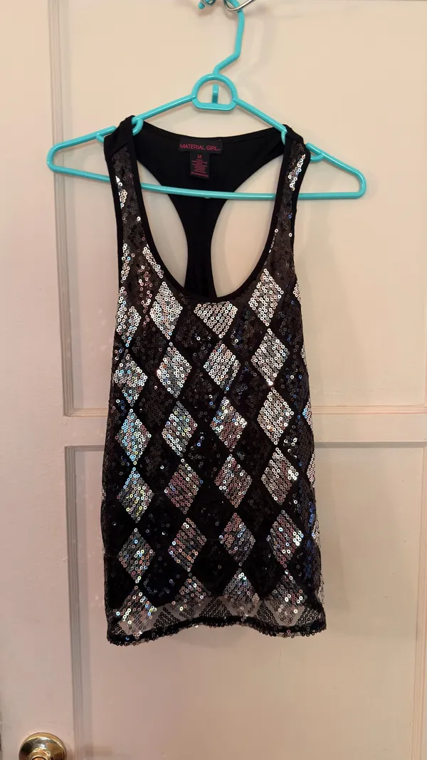 Material Girl Racerback Tank Top Black Size M - Image 2