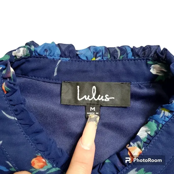 Lulu's‎ Blue Floral Mock Neck Dress - Image 3