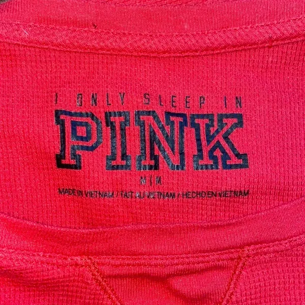 Pink Red Thermal Waffle Long Sleeve Shirt - Image 2