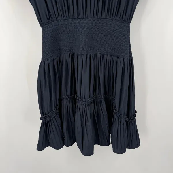 Ramy Brook Tilda Dress Women’s Size XXS Crossover Mini Ruffle Smocked navy blue - Image 14