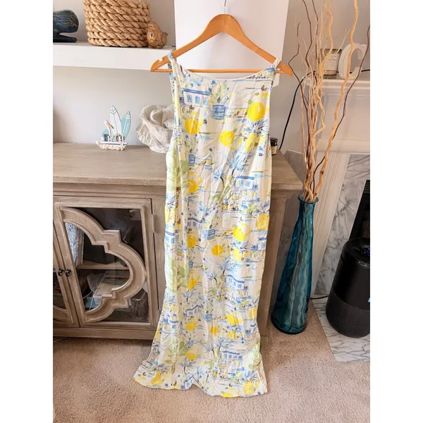 Sugarlips Maxi Dress Womens White Yellow Lemon Print XL - Image 4