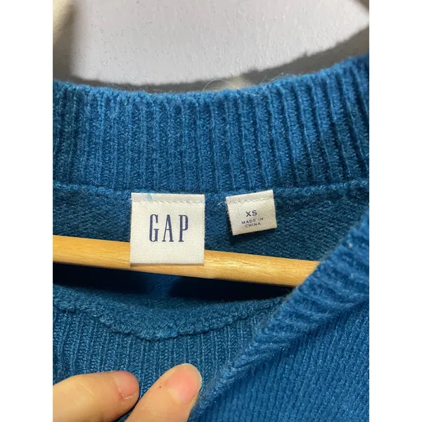 Gap Crewneck Sweater Womens XS‎ Teal Blue Wool Blend High-Low Hem Casual Knit - Image 3