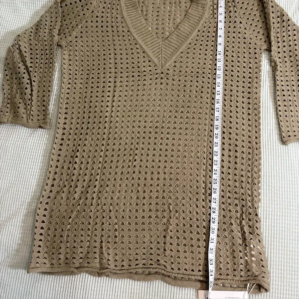 Women’s Cream Crochet Swim Coverup with V-Neck - Image 5