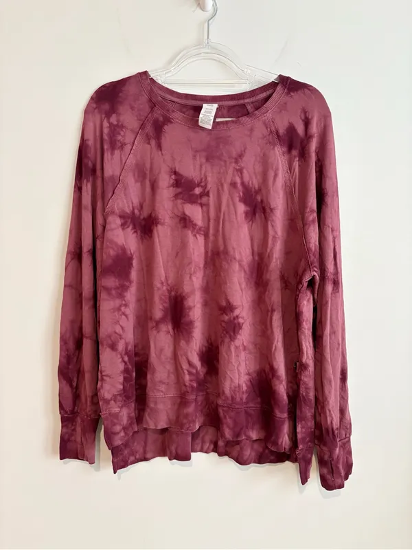 JoyLab Tie Dye Long Sleeve Top‎ Super Soft Maroon red size large - Image 2