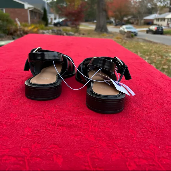 Size 6 Peyton Double Buckle black‎ Slingback Flats by wild fable - Image 6