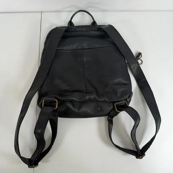 American Leather Co Small Backpack Black Pebbled Leather Travel Bag Minimalist - Image 5