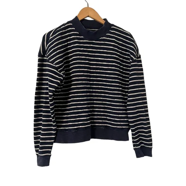MADEWELL Striped Quilted Sweatshirt Pullover Sweater Top - Image 8