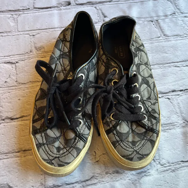 Coach Kalyn Low Top Logo Canvas Sneakers Shoes Womens 5.5 Black - Image 2