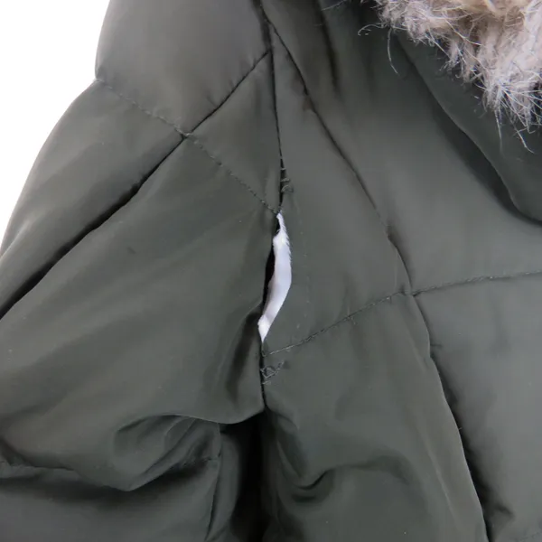 Ralph Lauren Women's Olive Green Long Puffer Coat Fur Hood Medium Down Filled - Image 9