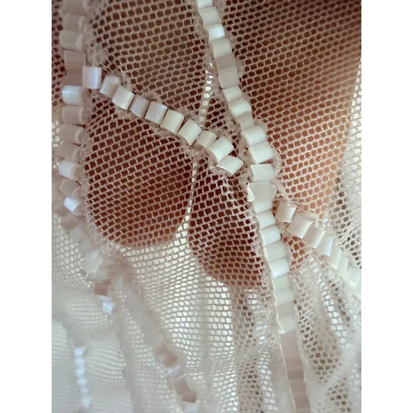 Escada White Beaded Mesh Overlay Sheath Midi Dress Sleeveless Size M - Image 11