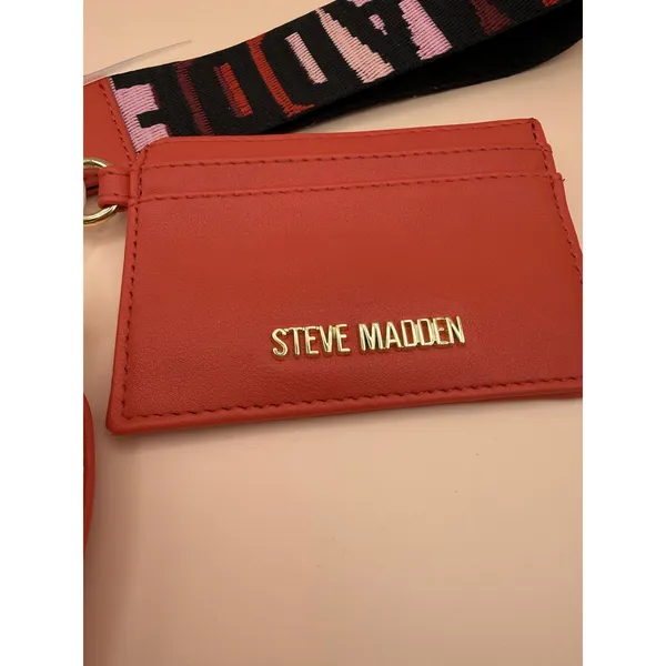 Steve Madden Barisa Red Pouch‎ with Wristlet Card Holder Set New - Image 3