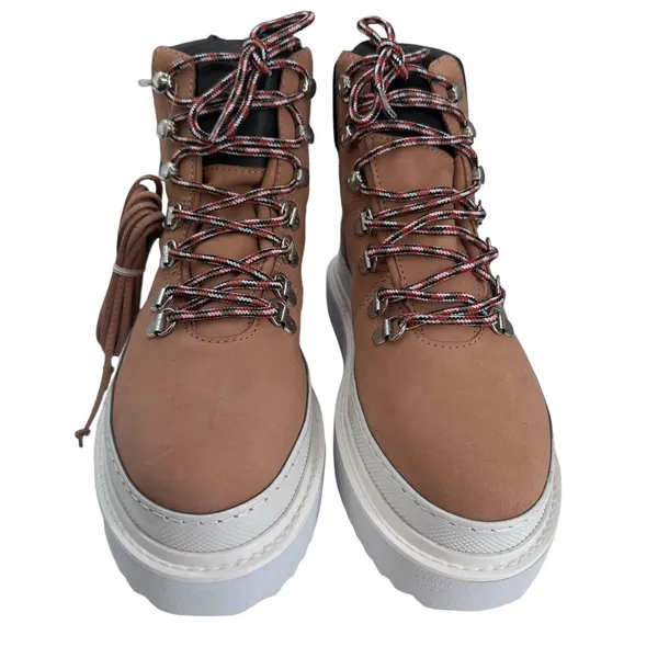SCHUTZ Women Marula Platform Lace Up High Top Boots‎ 10B Waterproof Beige NIB - Image 2