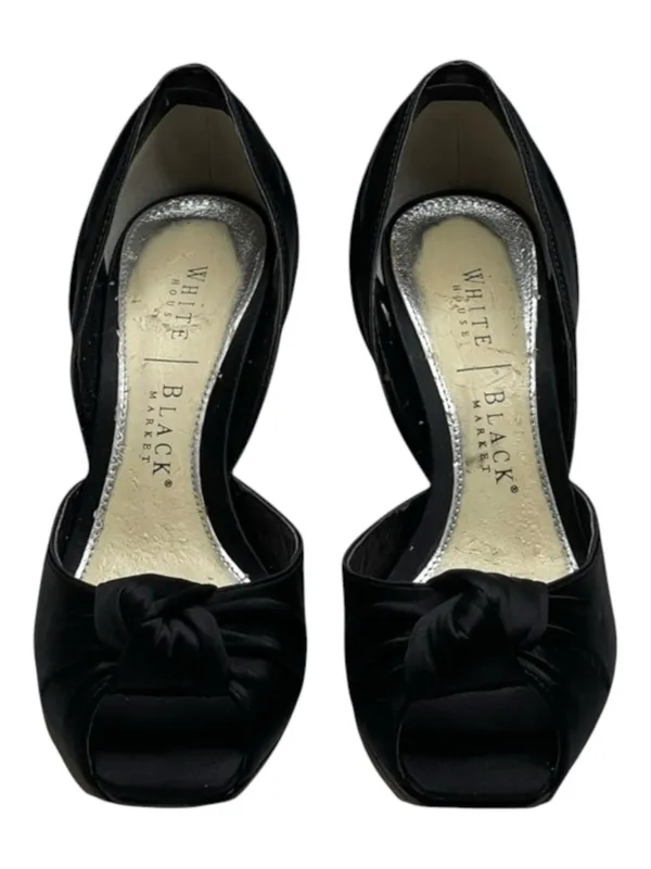 White House Black Market WHBM ❁ Satin Knot Peep Toe D’Orsay Heels ❁ Black 6M ❁ - Image 10