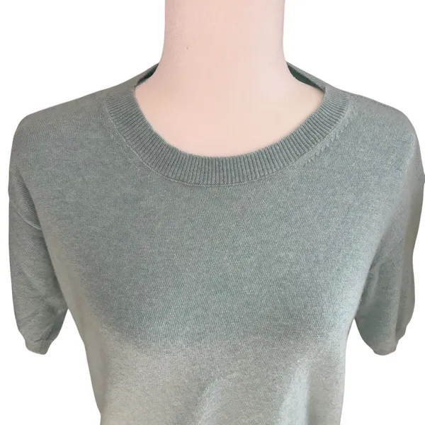 Bianco & Blu Cashmere Silk Wool‎ Knit Sweater Blue Teal Made in Italy Womens L - Image 4