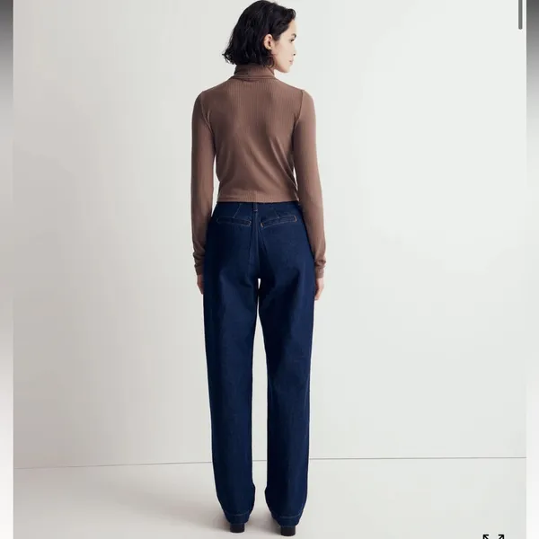 Madewell ribbed super crop turtleneck top in castle rock - Image 2