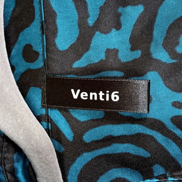 Venti6 LA Teal Abstract Swirl Ruched Mini Dress Long Sleeve Made in Italy S‎ - Image 6