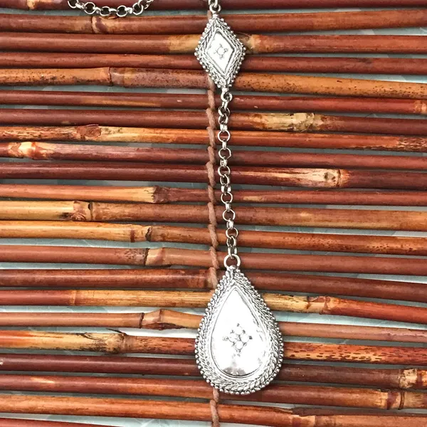 Chico's Reversible Drop Pendant Silver & Gold Tone Necklace - Image 5