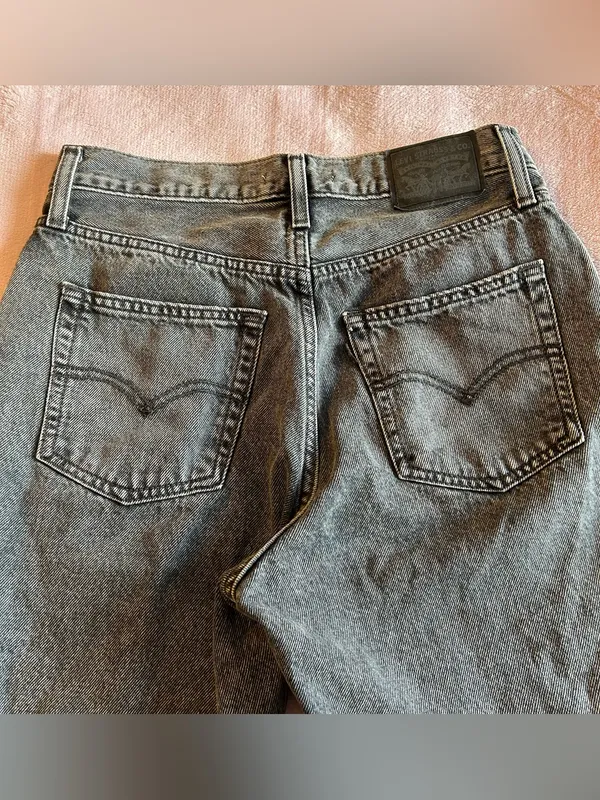 Levi’s ‘94 Baggy faded gray denim wash loose fit slouchy jeans cuffed hem 26 - Image 3