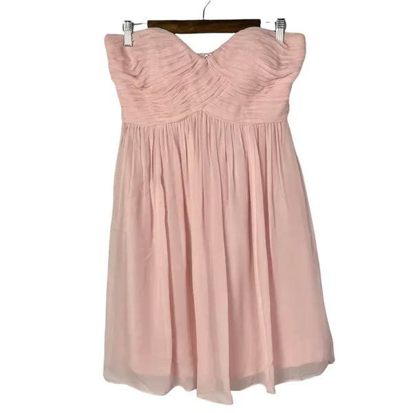 Donna Morgan Blush Pink‎ Chiffon Strapless Formal Dress 8 - Image 4
