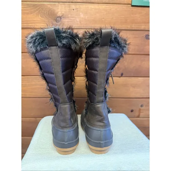 Khombu Kandice Tall Lace-up Faux Fur Winter Snow Boots Sz 10 Brown/gray - Image 3