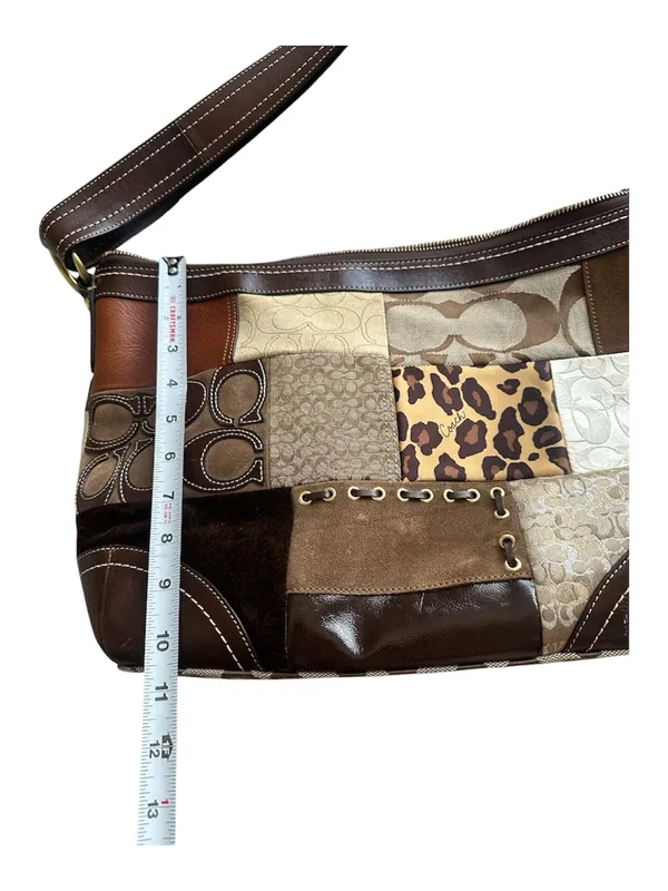 Vintage Y2K Coach Signature Patchwork Leopard Suede Hobo Shoulder Bag - Image 8