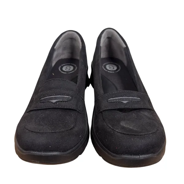 Bzees Black Fabric Penny Loafer Wedge Shoes Womens 7M Slip On Comfort Casual - Image 2