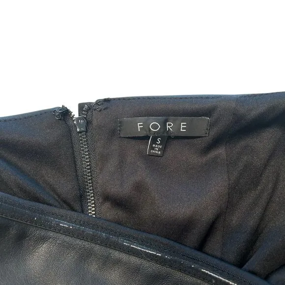 Fore Size S Faux Leather Tube Top Black Cropped Going Out Top Baddie Cocktail‎ - Image 4