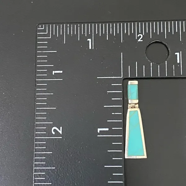 Vintage Sterling Silver 925 Native American Turquoise Inlay Door Knocker Pendant - Image 4