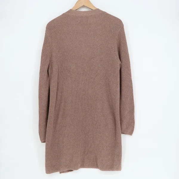 Gap Cardigan Sweater Women Medium Brown Knit Open Front Pockets Side Slit Ribbed - Image 4