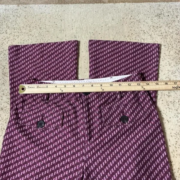 Anthropologie The Essential Flare Pants Plum‎ Geometric Stripe 2 Preppy Womens - Image 3