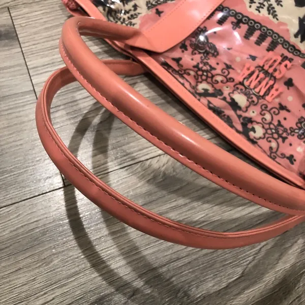 Anna Sui Clear Tote Bag Purse with Inside Drawstring Pouch Lining Pink - Image 8