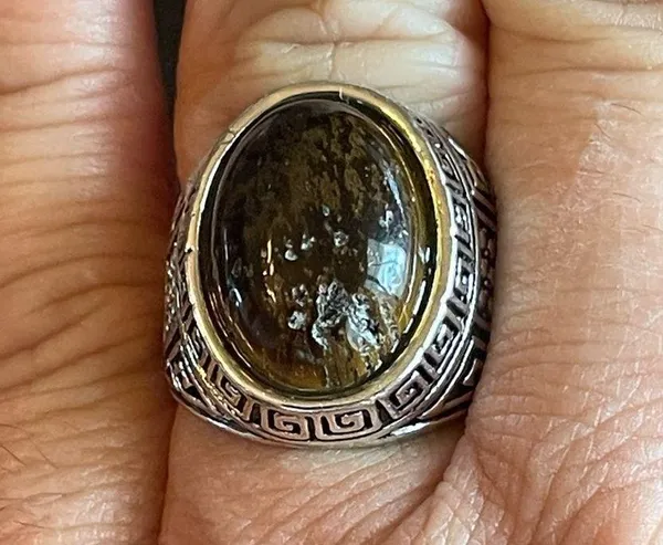 Tigers eye stone silver ring size 9 Brown - Image 8