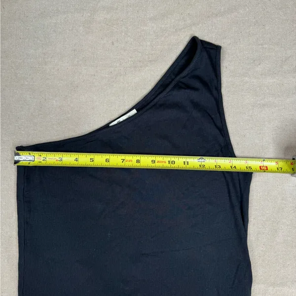 Madewell One-Shoulder Ribbed Tank Top Womens XL Black Slim Stretch Fitted - Image 5