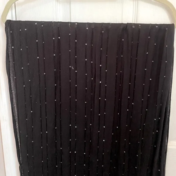 ECHO Lightweight Sheer Black Shawl with Silver Sequin Details - Image 3