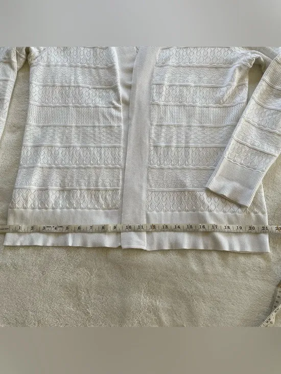 Karen Scott White Knit Cardigan size L - Image 8